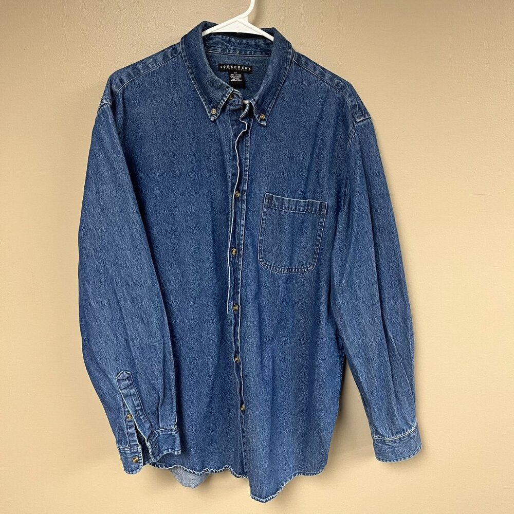 Consensus Sportswear Blue Denim Jacket size Large Tall